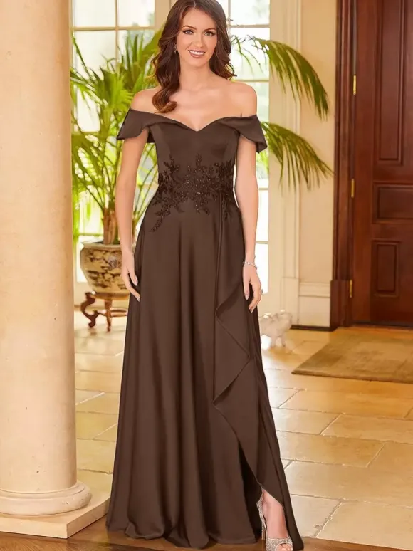 Bridal Mother Dress V-Neck Sleeveless Split Front A-Line Guest Dresses For Wedding