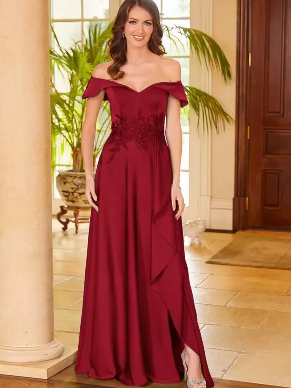 Bridal Mother Dress V-Neck Sleeveless Split Front A-Line Guest Dresses For Wedding