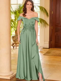 Bridal Mother Dress V-Neck Sleeveless Split Front A-Line Guest Dresses For Wedding