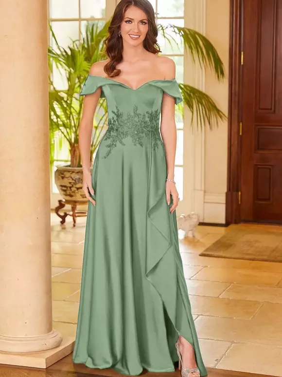 Bridal Mother Dress V-Neck Sleeveless Split Front A-Line Guest Dresses For Wedding