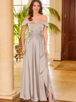 Bridal Mother Dress V-Neck Sleeveless Split Front A-Line Guest Dresses For Wedding