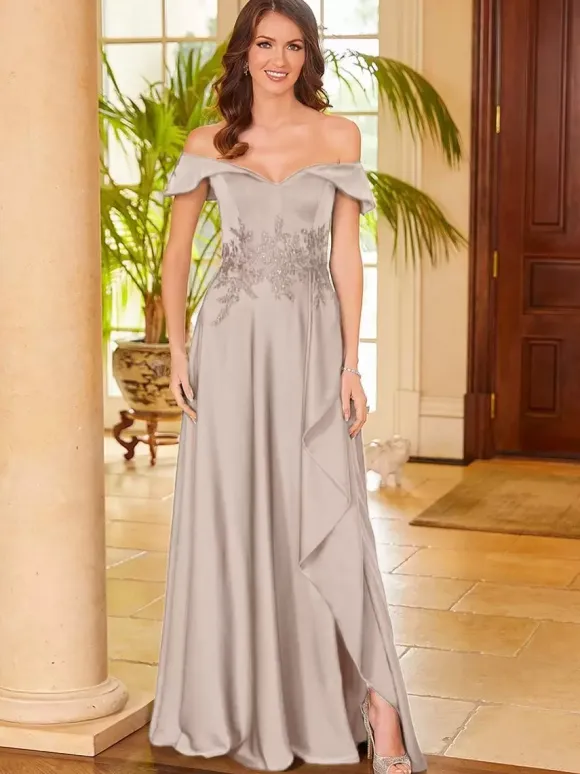 Bridal Mother Dress V-Neck Sleeveless Split Front A-Line Guest Dresses For Wedding