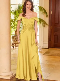 Bridal Mother Dress V-Neck Sleeveless Split Front A-Line Guest Dresses For Wedding