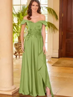 Bridal Mother Dress V-Neck Sleeveless Split Front A-Line Guest Dresses For Wedding