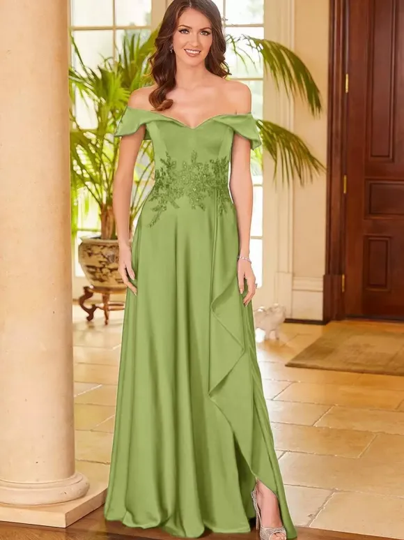 Bridal Mother Dress V-Neck Sleeveless Split Front A-Line Guest Dresses For Wedding