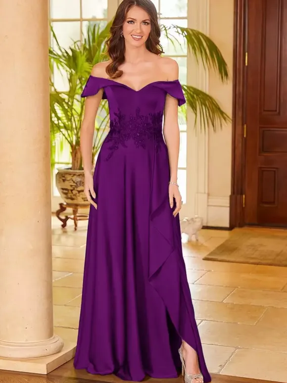 Bridal Mother Dress V-Neck Sleeveless Split Front A-Line Guest Dresses For Wedding
