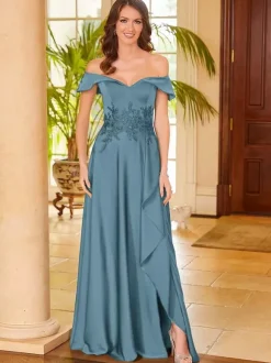 Bridal Mother Dress V-Neck Sleeveless Split Front A-Line Guest Dresses For Wedding