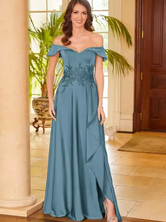 Bridal Mother Dress V-Neck Sleeveless Split Front A-Line Guest Dresses For Wedding