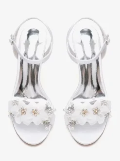Bridal Sandals White Satin Fashion Open Toe Metal Details Wedding Sandals