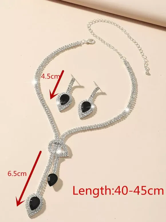 Bride's Wedding Jewelry Set Beautiful Cubic Zirconia Pierced Metal