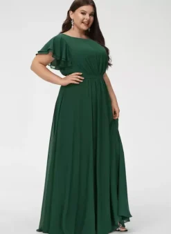 Bridesmaid Dress A-Line Floor-Length Zipper Chiffon Wedding Party Dress
