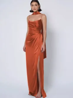 Bridesmaid Dress Satin Fabric Ball Gown Floor-Length Wedding Party Dress