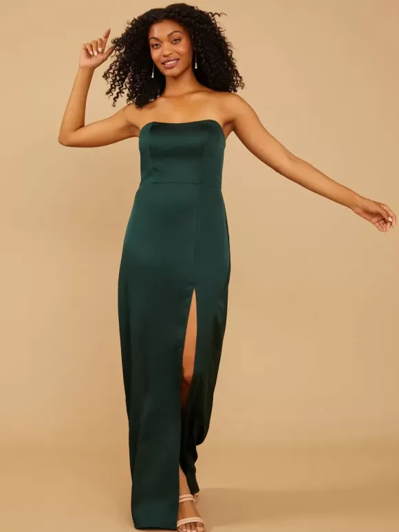 Bridesmaid Dress Satin Fabric Sheath Floor-Length Wedding Party Dress