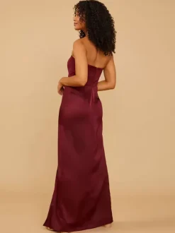 Bridesmaid Dress Satin Fabric Sheath Floor-Length Wedding Party Dress