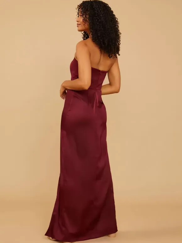 Bridesmaid Dress Satin Fabric Sheath Floor-Length Wedding Party Dress