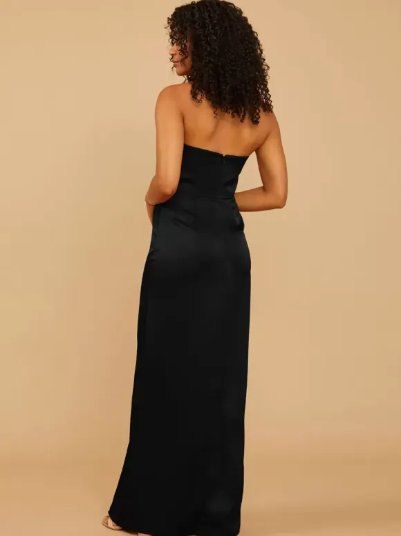 Bridesmaid Dress Satin Fabric Sheath Floor-Length Wedding Party Dress