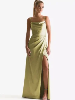 Bridesmaid Dress Sheath Floor-Length Zipper Satin Fabric Wedding Party Dress