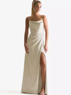 Bridesmaid Dress Sheath Floor-Length Zipper Satin Fabric Wedding Party Dress