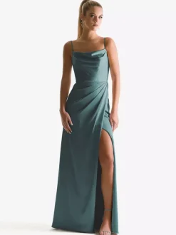 Bridesmaid Dress Sheath Floor-Length Zipper Satin Fabric Wedding Party Dress
