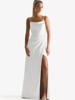 Bridesmaid Dress Sheath Floor-Length Zipper Satin Fabric Wedding Party Dress