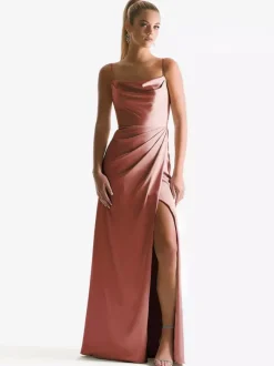 Bridesmaid Dress Sheath Floor-Length Zipper Satin Fabric Wedding Party Dress