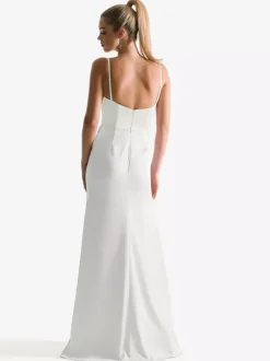 Bridesmaid Dress Sheath Floor-Length Zipper Satin Fabric Wedding Party Dress