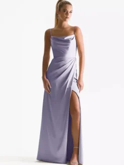 Bridesmaid Dress Sheath Floor-Length Zipper Satin Fabric Wedding Party Dress