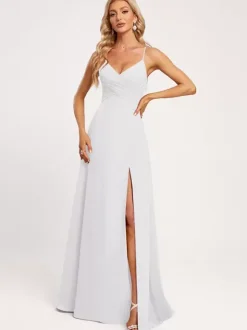 Bridesmaid Dresses A-Line Floor-Length Lace-up Chiffon Wedding Party Dress