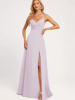 Bridesmaid Dresses A-Line Floor-Length Lace-up Chiffon Wedding Party Dress
