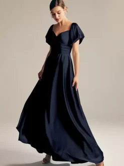 Bridesmaid Dresses A-Line Floor-Length Zipper Satin Fabric Prom Dress