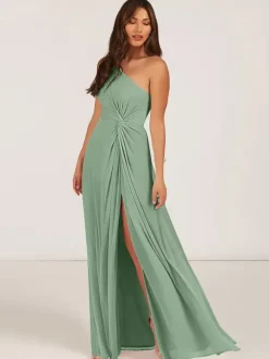 Bridesmaid Dresses Ball Gown Floor-Length Zipper Chiffon Wedding Party Dress