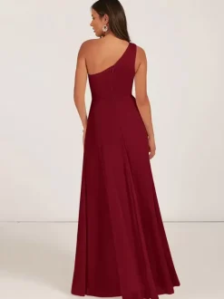 Bridesmaid Dresses Ball Gown Floor-Length Zipper Chiffon Wedding Party Dress