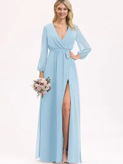 Bridesmaid Dresses Chiffon Ball Gown Floor-Length Prom Dress