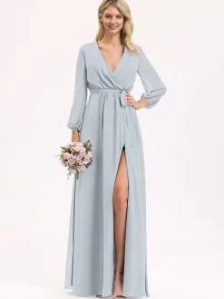 Bridesmaid Dresses Chiffon Ball Gown Floor-Length Prom Dress