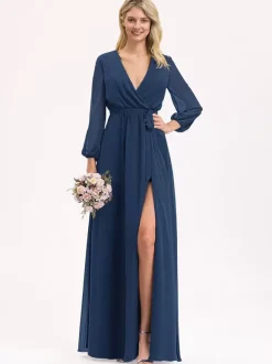 Bridesmaid Dresses Chiffon Ball Gown Floor-Length Prom Dress