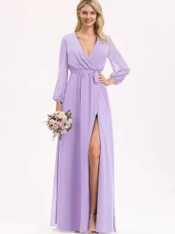 Bridesmaid Dresses Chiffon Ball Gown Floor-Length Prom Dress