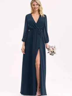 Bridesmaid Dresses Chiffon Ball Gown Floor-Length Prom Dress