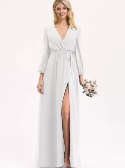 Bridesmaid Dresses Chiffon Ball Gown Floor-Length Prom Dress