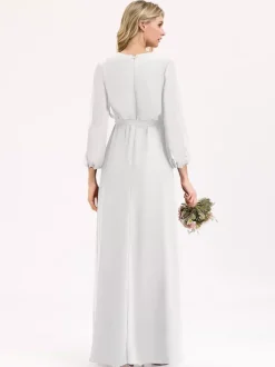 Bridesmaid Dresses Chiffon Ball Gown Floor-Length Prom Dress