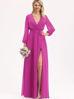 Bridesmaid Dresses Chiffon Ball Gown Floor-Length Prom Dress
