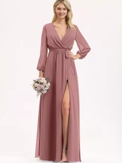 Bridesmaid Dresses Chiffon Ball Gown Floor-Length Prom Dress