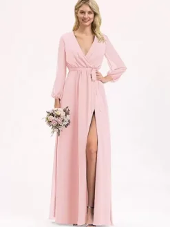 Bridesmaid Dresses Chiffon Ball Gown Floor-Length Prom Dress