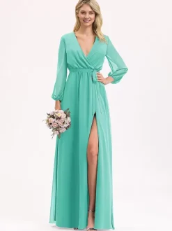 Bridesmaid Dresses Chiffon Ball Gown Floor-Length Prom Dress