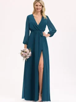 Bridesmaid Dresses Chiffon Ball Gown Floor-Length Prom Dress