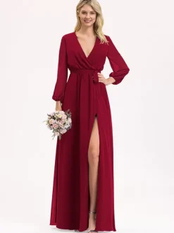 Bridesmaid Dresses Chiffon Ball Gown Floor-Length Prom Dress