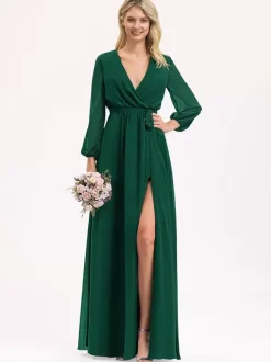Bridesmaid Dresses Chiffon Ball Gown Floor-Length Prom Dress