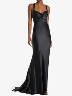 Bridesmaid Dresses Elastic Silk Like Satin A-Line Floor-Length Wedding Party Dress