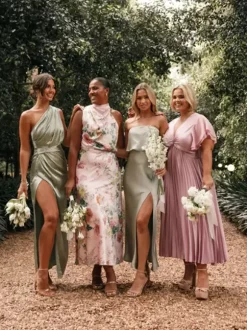 Bridesmaid Dresses Elastic Silk Like Satin Ball Gown Ankle-Length Wedding Party Dress
