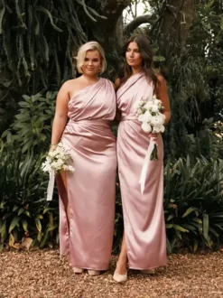 Bridesmaid Dresses Elastic Silk Like Satin Ball Gown Ankle-Length Wedding Party Dress
