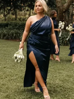 Bridesmaid Dresses Elastic Silk Like Satin Ball Gown Ankle-Length Wedding Party Dress